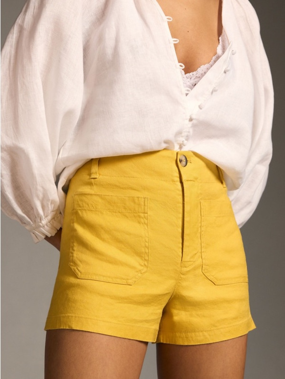 ANTHROPOLOGIE- Maeve The Colette Tailored Shorts Yellow Size 27
